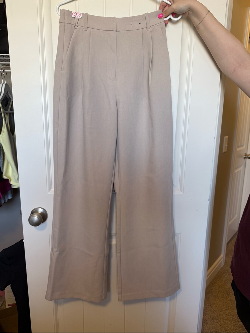 Abercrombie & Fitch Taupe Wide-Leg High-Rise Pants